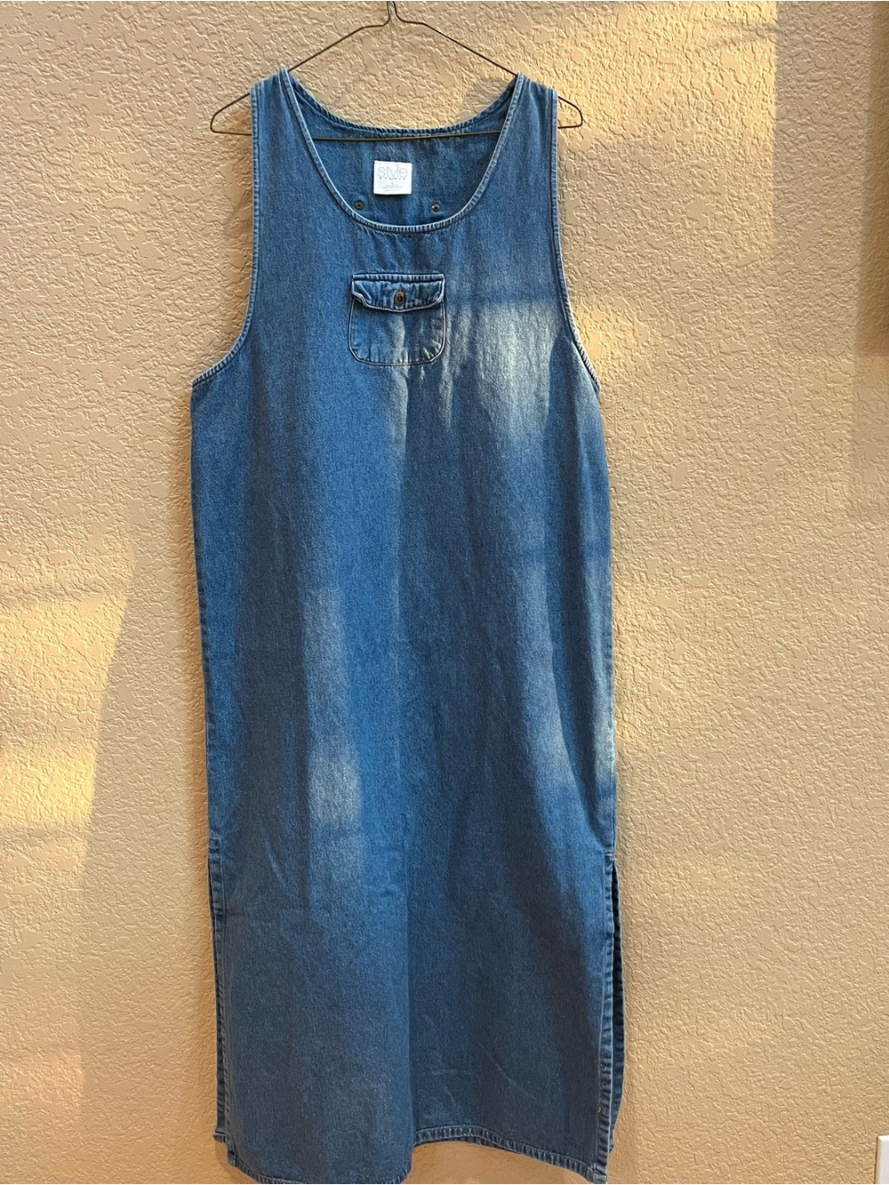 Style Studio Denim Maxi Dress with Snap Details large